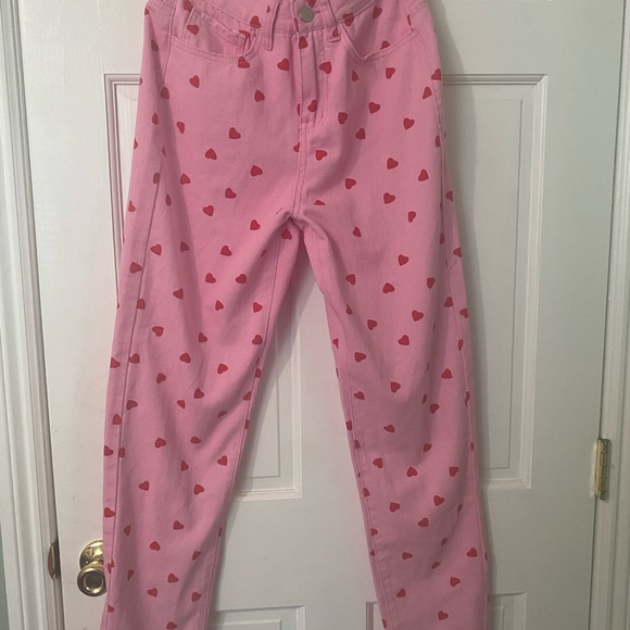 shien Jeans Slightly Baggy Pink Heart Jeans Trendy Poshmark